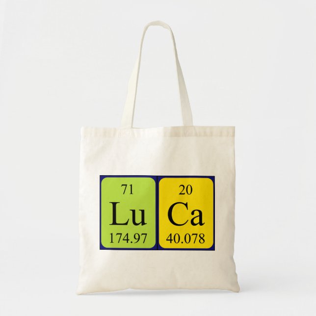 Bolsa de tote do nome da mesa periódica de Luca (Frente)
