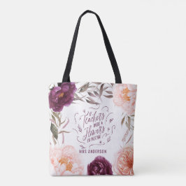 bolsa de tote floral elegante, cor-de-rosa púrpura