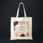 bolsa de tote floral elegante, cor-de-rosa púrpura<br><div class="desc">Floral e abóbora caem design em roxo,  verde e pêssego. Com belas design de floral,  folhagem e abóbora. Design de outono/outono ideal. Adequado para um presente</div>