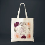 bolsa de tote floral elegante, cor-de-rosa púrpura<br><div class="desc">Floral e abóbora caem design em roxo,  verde e pêssego. Com belas design de floral,  folhagem e abóbora. Design de outono/outono ideal. Adequado para um presente</div>