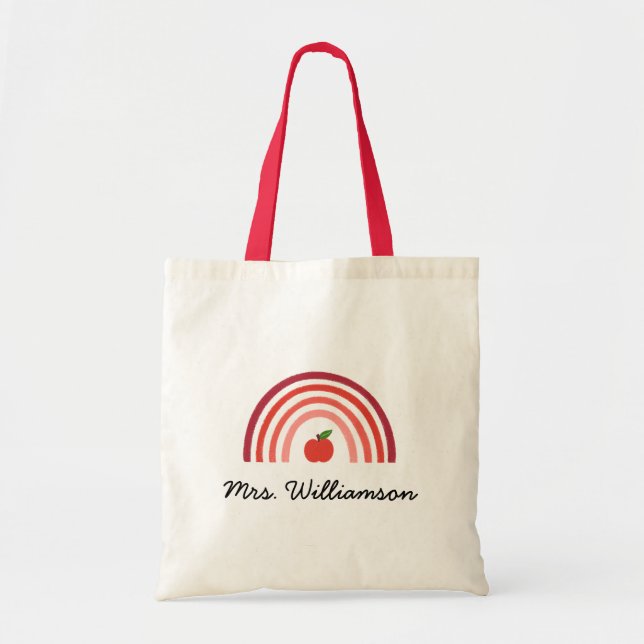 Bolsa de Tote Personalizada de Arco-Íris para Prof (Frente)