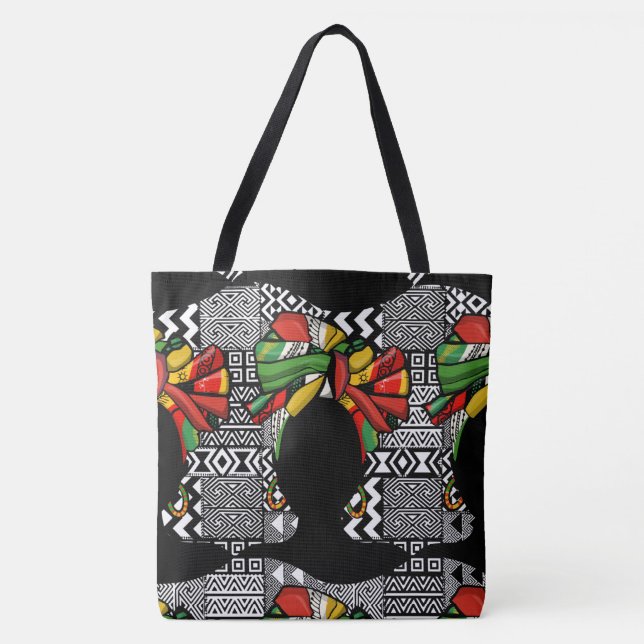 Bolsa do Designer Geométrico Aztec Branco/Preto (Frente)