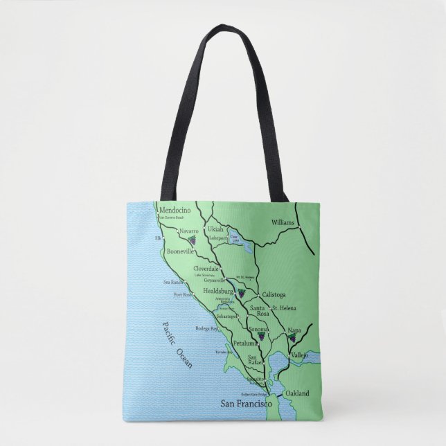 Bolsa do Mapa de Vinhos da Califórnia (Frente)
