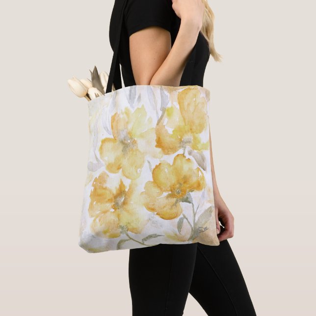 Bolsa do ombro floral amarelo com Impressão (Close Up)