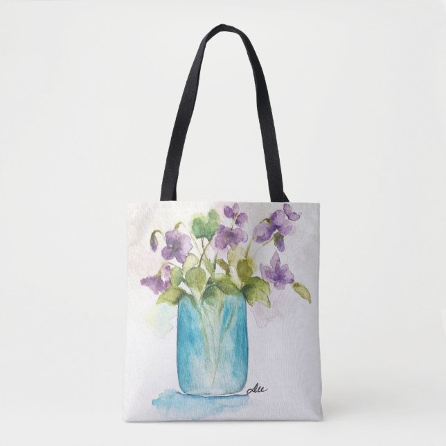 Bolsa do Ombro Violet Florals All-Over-Impressão (Frente)