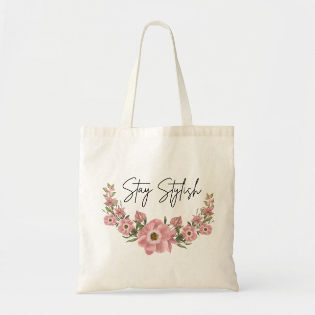 Bolsa Elegante de Flores Tote (Frente)
