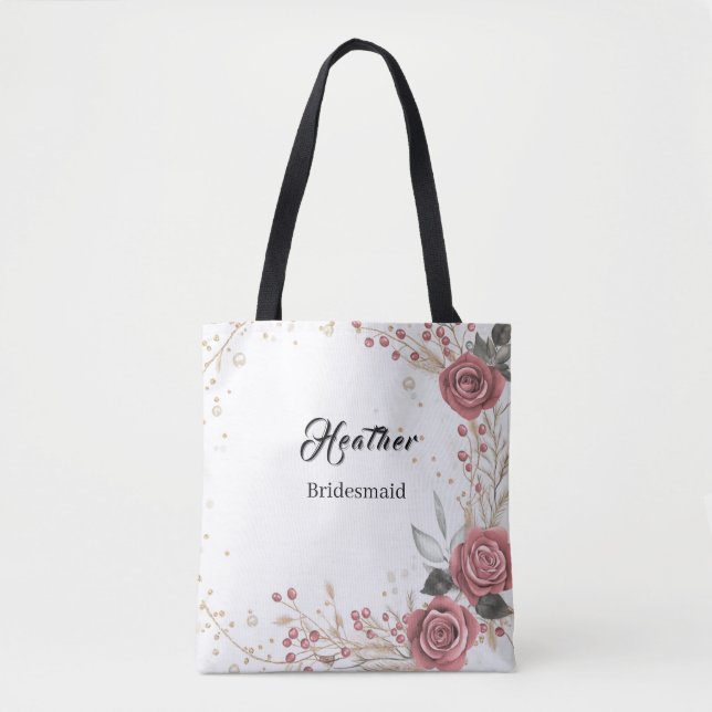 Bolsa floral cor-de-rosa suave (Frente)