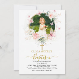 Bolsa Floral Rosa Batizada Convite para Batismo