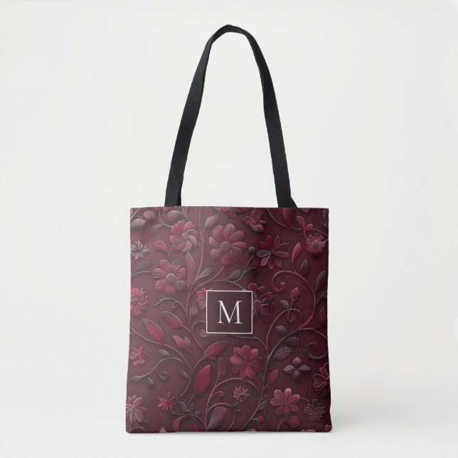Bolsa Floral Vermelho Elegante Personalizado (Frente)