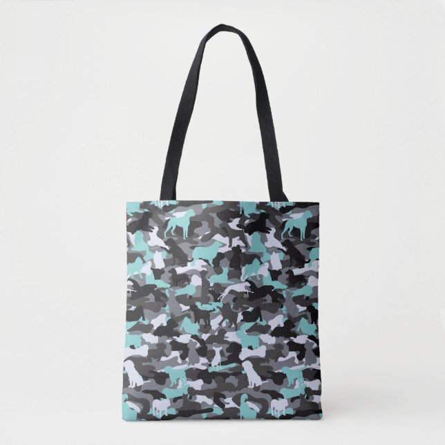 Bolsa Impresso de Cão Teal e Cão Osso (Frente)