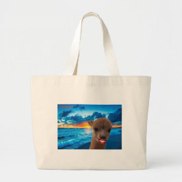 bolsa jumbo de alpaca na praia, obrigado