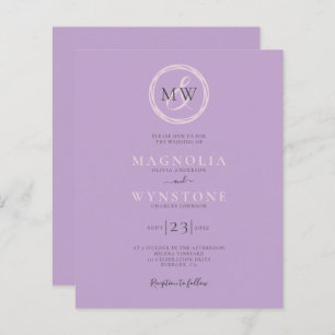 Bolsa Lilac Lilac Monograma Convite de Casamento