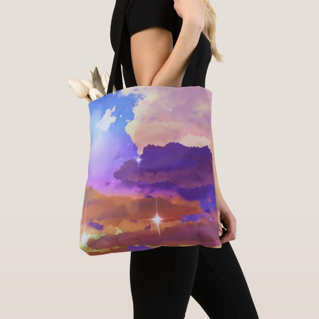 Bolsa Média Tote Céu de Pôr do Sol Vibrante Sonhad (Close Up)