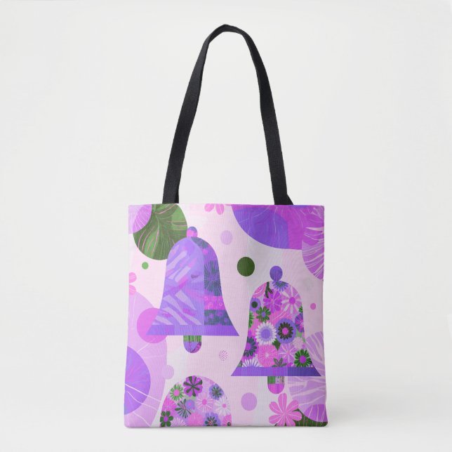 Bolsa moderna tote floral roxa suave (Frente)
