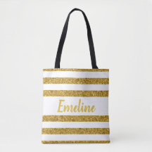 Bolsa Monogram Gold Stripe Tote