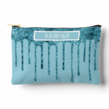 Bolsa Pequena Azul Céu com Pingos de Brilho Azul T