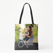 Bolsa Preta de Tote com Rótulo de Mãe Estabelecida