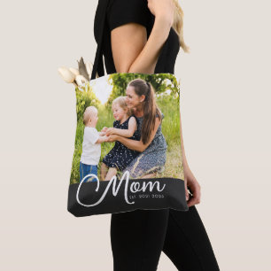Bolsa Preta de Tote com Rótulo de Mãe Estabelecida