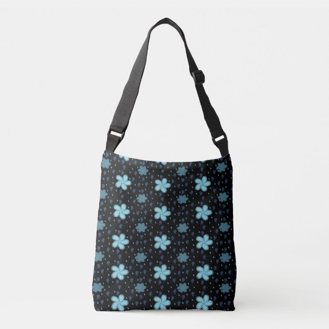 Bolsa preto com Impressão Floral Azul Paisley (Frente)