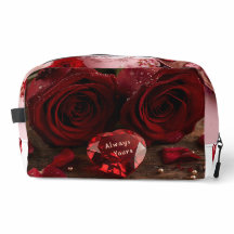 Bolsa Romântica de Maquiagem com Zíper Rosa Vermel