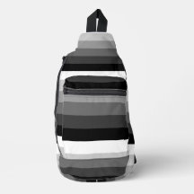 Bolsa Sling - Listras Pretas Brancas Cinzas