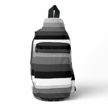 Bolsa Sling - Listras Pretas Brancas Cinzas
