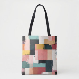 Bolsa Stylish Tote com Padrão Geométrico Colorido