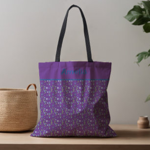 Bolsa Tote С ute Blueberry nome do padrão roxo