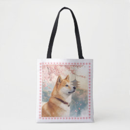 BOLSA TOTE かわいい柴犬の手書き風イラスト桜♡