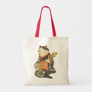 Bolsa Tote 三味線を弾く猫, gato do 国芳 que joga a g