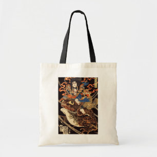 Bolsa Tote 侍と化け蛙, samurai do 国芳 e sapo gigante,