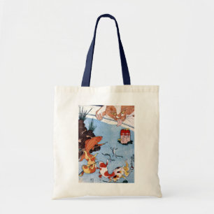 Bolsa Tote 猫と金魚, gato do 国芳 e peixe dourado, Kuni