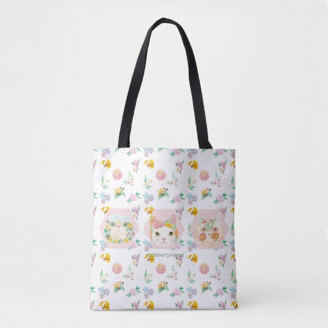 Bolsa Tote 葩猫(flower cat/gato de flor) (Frente)