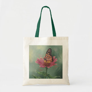 Bolsa Tote 0465 Borboleta Monarch na Zinnia