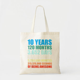 Bolsa Tote 10º Aniversário do Garoto Presente 10 Anos Sendo I