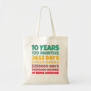 Bolsa Tote 10º Aniversário do Garoto Presente 10 Anos Sendo I