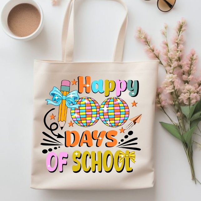 Bolsa Tote 100 dias de apreciação do professor (happy 100 days of school tote bag, teacher gift, teacher appreciation tote bags, teacher)