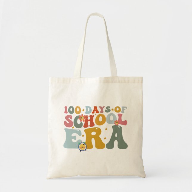 Bolsa Tote 100 Dias De Era Escolar Groovy Professor Crianças (Frente)