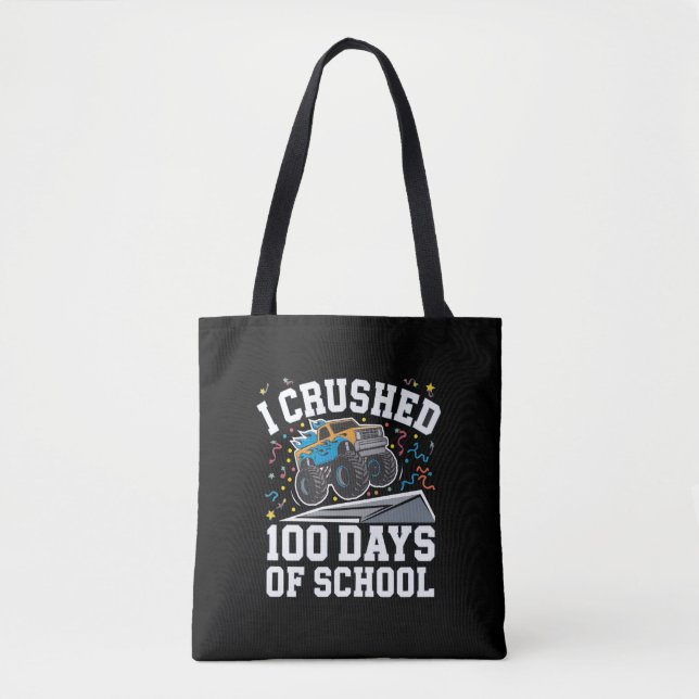 Bolsa Tote 100 dias de escola Monster Truck 100º dia na escol (Frente)
