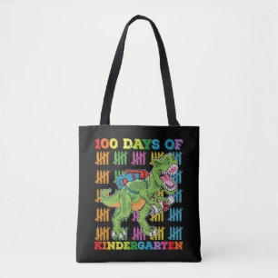 Bolsa Tote 100 Dias De Jardim De Infância T Rex Dinosaur Scho