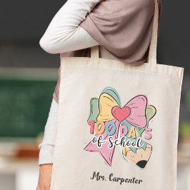 Bolsa Tote 100 Dias De Professora Personalizada Do Arco De Co