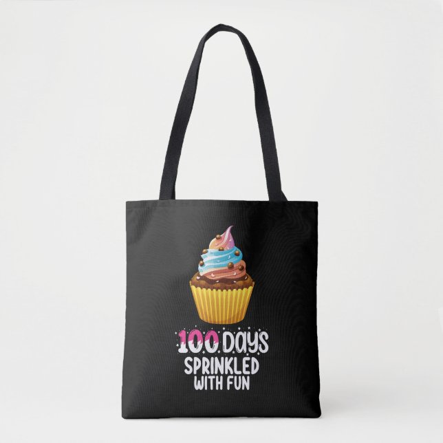 Bolsa Tote 100 Dias Salpicados Com Diversão Bolo de Aniversár (Frente)