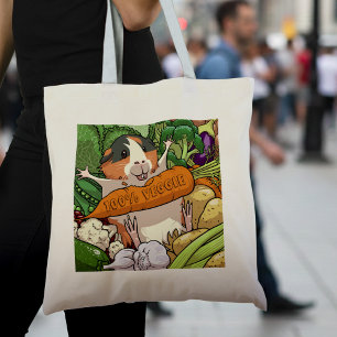 Bolsa Tote 100% Veggie Happy Guiné Pig Com Cenoura