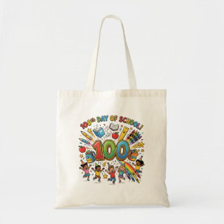 Bolsa Tote 100th Day of School Colorful Celebration Design –