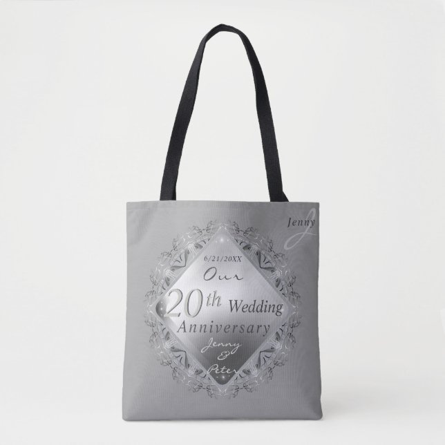 Bolsa Tote 10,11,20,25,70 Aniversário de Casamento (Frente)