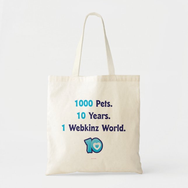 Bolsa Tote 10 anos de Stats de Webkinz (Frente)