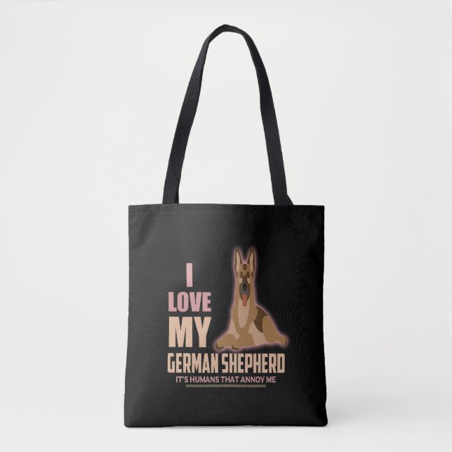 Bolsa Tote 11 Adoro o meu German shepherd É o Homem que Anno (Frente)