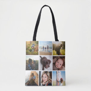 Bolsa Tote 12 Colagem de Fotos Quadrada ou Foto Instagram