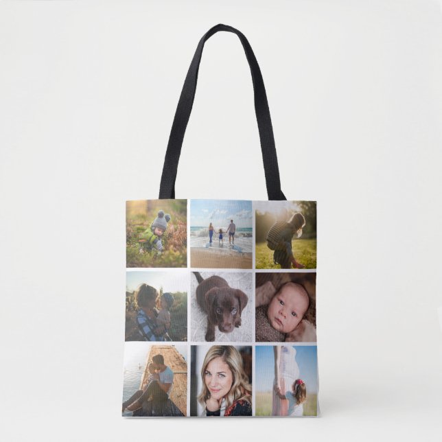 Bolsa Tote 12 Colagem de Fotos Quadrada ou Foto Instagram (Frente)