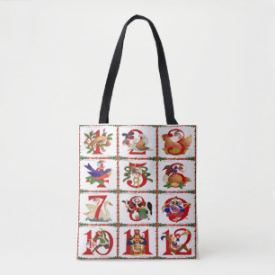 Bolsa Tote 12 Dias De Impressão De Quilta De Natal